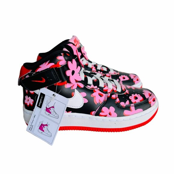 Nike Other - ✨Nike Air Force 1 Mid Top Easy On Size 7Y Kids Shoes Pink Floral FQ3692-001✨